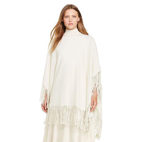 Polo Ralph Lauren Fringe Wool-blend Poncho Essex Cream