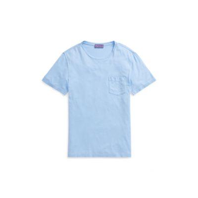 Ralph Lauren Cotton Pocket T-shirt Washed Dress Shirt Blue