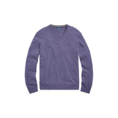 Ralph Lauren Merino Wool V-neck Sweater Antique Purple Heather