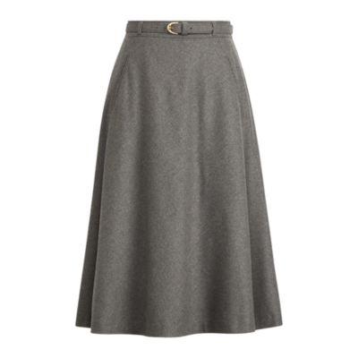 Ralph Lauren Carlotta Wool A-line Skirt Medium Grey Melange