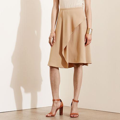 Ralph Lauren Lauren Crepe A-line Skirt Tan