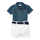 Ralph Lauren Shirt, Short & Belt Set Indigo 3m