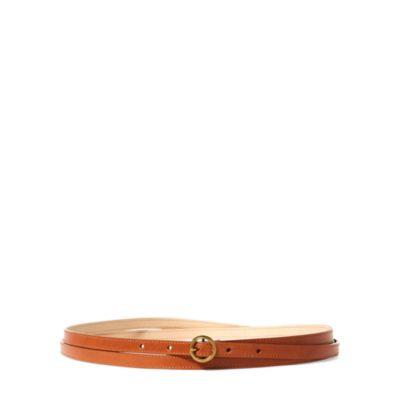 Ralph Lauren Lennox Leather Skinny Belt Brown