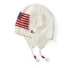 Ralph Lauren Flag Cotton Earflap Hat Chic Cream