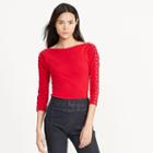 Ralph Lauren Lauren Lace-up Boatneck Top Brilliant Red