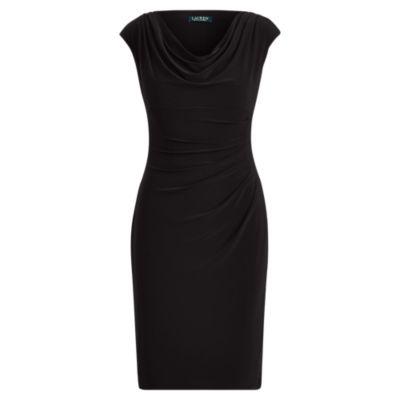 Ralph Lauren Stretch Jersey Cowlneck Dress Black