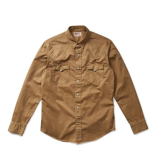 Ralph Lauren Rrl Cotton Twill Western Shirt Stone