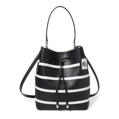 Ralph Lauren Striped Debby Drawstring Bag Black/vanilla Stripe