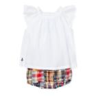 Ralph Lauren Top & Madras Bloomer Set White 6m