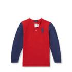 Ralph Lauren Cotton Mesh Henley Shirt Faded Red 3m