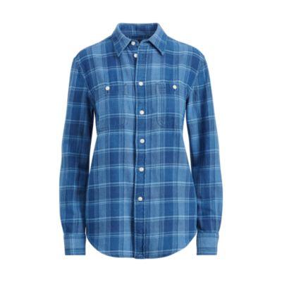 Ralph Lauren Relaxed Plaid Twill Shirt Indigo/blue