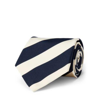 Ralph Lauren Striped Silk-blend Mogador Tie Navy/ Off-white
