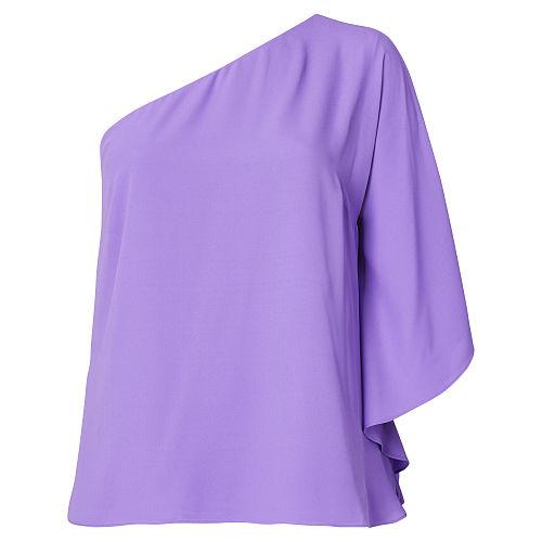 Ralph Lauren Lauren Woman Georgette One-shoulder Top Deep Lilac