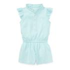 Ralph Lauren Cotton Flutter-sleeve Romper Crystal Blue 12m