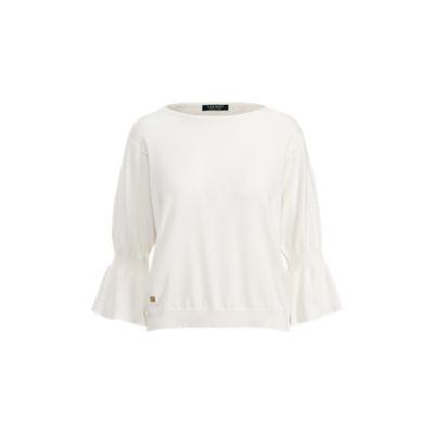 Ralph Lauren Ruffled-cuff Cotton Sweater Cream