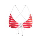 Ralph Lauren Striped Lace-up Bikini Top Red