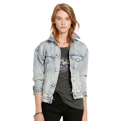 Ralph Lauren Denim & Supply Patchwork Denim Trucker Jacket Myri Patchwork