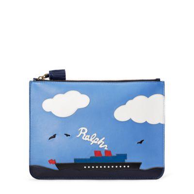 Ralph Lauren Steamboat Large Zip Pouch Blue Multi