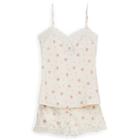 Ralph Lauren Lauren Floral-print Satin Short Set Cream Ground Ditzy