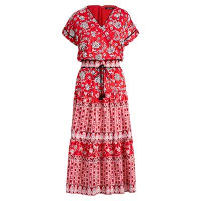 Ralph Lauren Print Sateen Dress Red Multi