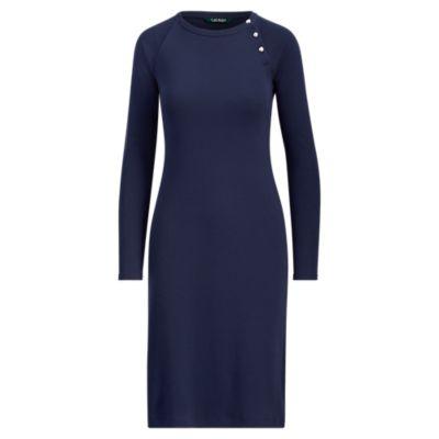 Ralph Lauren Button-trim Cotton Dress Navy