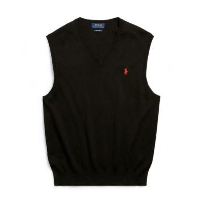 Ralph Lauren Cotton V-neck Sweater Vest Polo Black