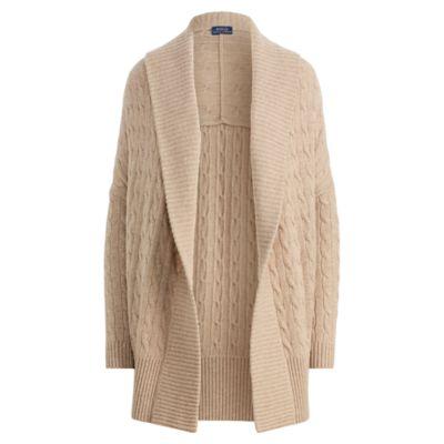 Ralph Lauren Cable Cashmere Shawl Cardigan Truffle Melange