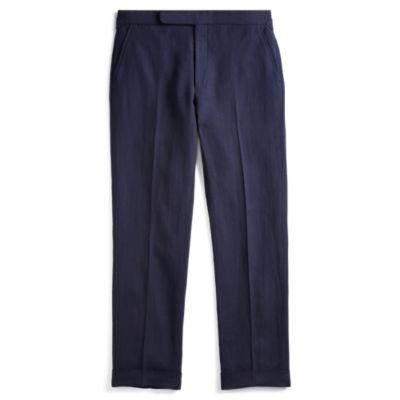 Ralph Lauren Pleated Basket-weave Trouser Washed Dark Navy