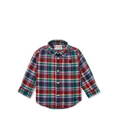 Ralph Lauren Plaid Stretch Cotton Shirt Red Multi 12m