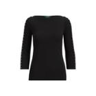 Ralph Lauren Lace-up-sleeve Cotton Top Polo Black