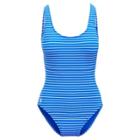 Ralph Lauren Striped Lace-up-back Swimsuit Blue/white