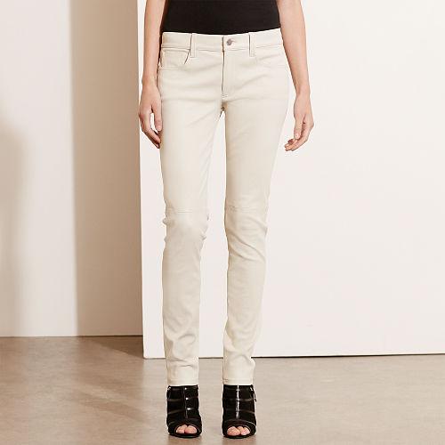 Ralph Lauren Lauren Skinny Leather Pant Cream