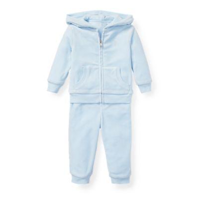 Ralph Lauren Velour Hoodie & Pant Beryl Blue 24m