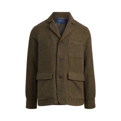 Ralph Lauren Basket-weave Wool Shirt Jacket Olive And Brown