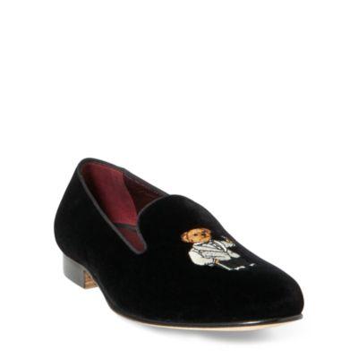 Ralph Lauren Alonzo Bear Velvet Slipper Black