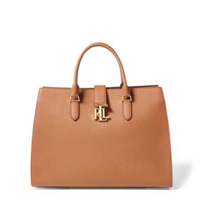 Ralph Lauren Pebbled Leather Brigitte Tote Field Brown