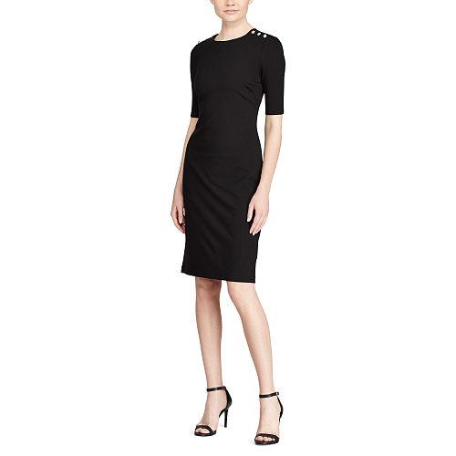 Ralph Lauren Lauren Button-shoulder Ponte Dress