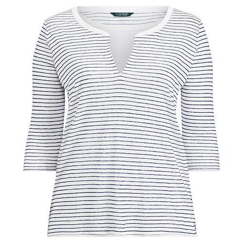 Ralph Lauren Lauren Woman Striped Linen Jersey Shirt