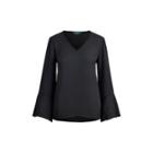 Ralph Lauren Georgette Bell-sleeve Top Polo Black