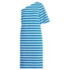 Ralph Lauren Striped One-shoulder Dress Vivid Cyan/soft White