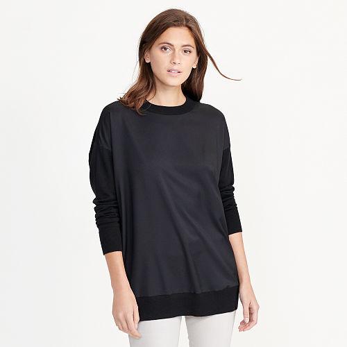 Ralph Lauren Lauren Twill-front Silk-blend Sweater Black