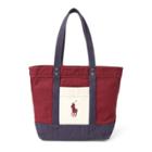 Ralph Lauren Color-blocked Big Pony Tote Red