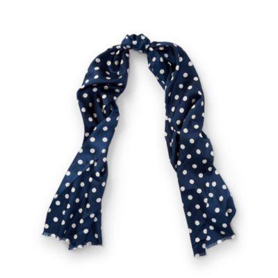 Ralph Lauren Michelle Polka-dot Silk Scarf Navy