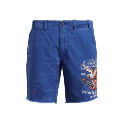 Ralph Lauren Straight Fit Cotton Short Blue W/ Emb