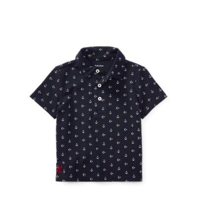 Ralph Lauren Anchor-print Cotton Mesh Polo Hunter Navy 24m