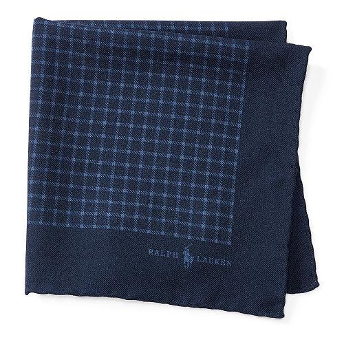 Polo Ralph Lauren Check Wool-silk Pocket Square Navy/blue