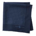 Polo Ralph Lauren Check Wool-silk Pocket Square Navy/blue
