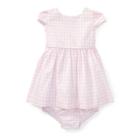 Ralph Lauren Gingham Cotton Dress & Bloomer Pink/white 24m