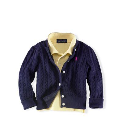Ralph Lauren Cotton Cable Cardigan French Navy 9m