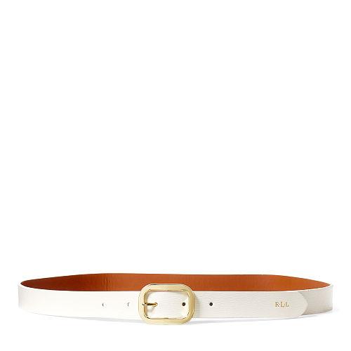 Ralph Lauren Lauren Saffiano Leather Belt Vanilla